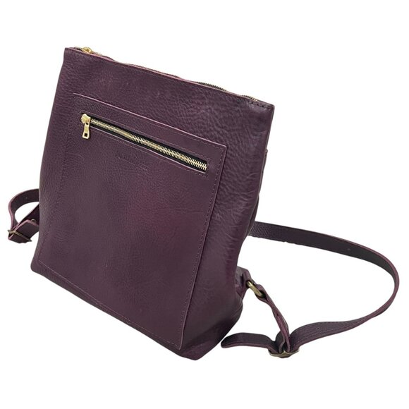 Portland Leather Goods Backpack Purse In Plum Purple With Gold Zippers & Adjusta - Picture 14 of 14